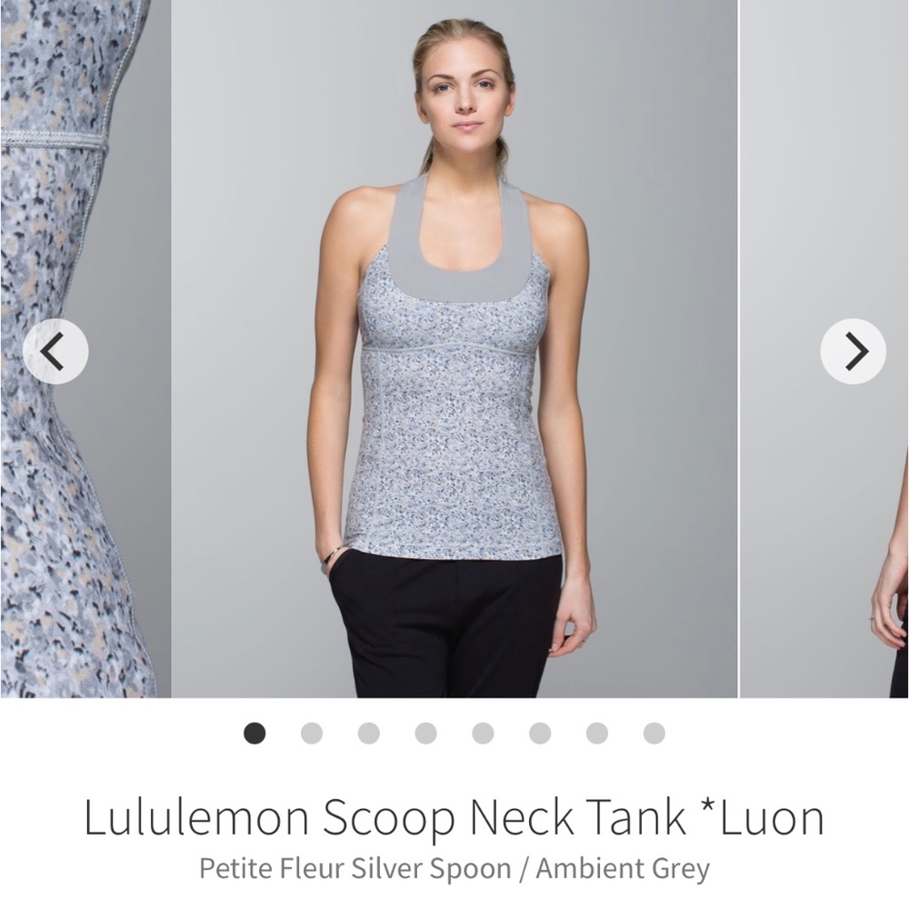 Lululemon Scoop Neck Tank *Luon Petite Fleur Silver Spoon / Ambient Grey, 8